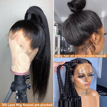360 Straight Lace Frontal Wig Human Hair