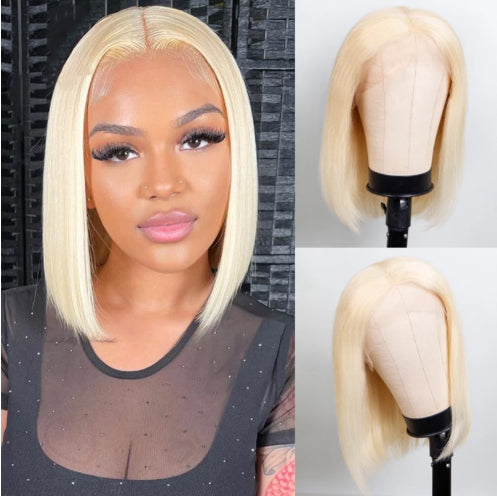 Blonde Straight Bob Wig | #613 Virgin Human Hair | Lace Front & Closure