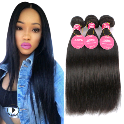 Real human hair straight, natural color wig hair extension