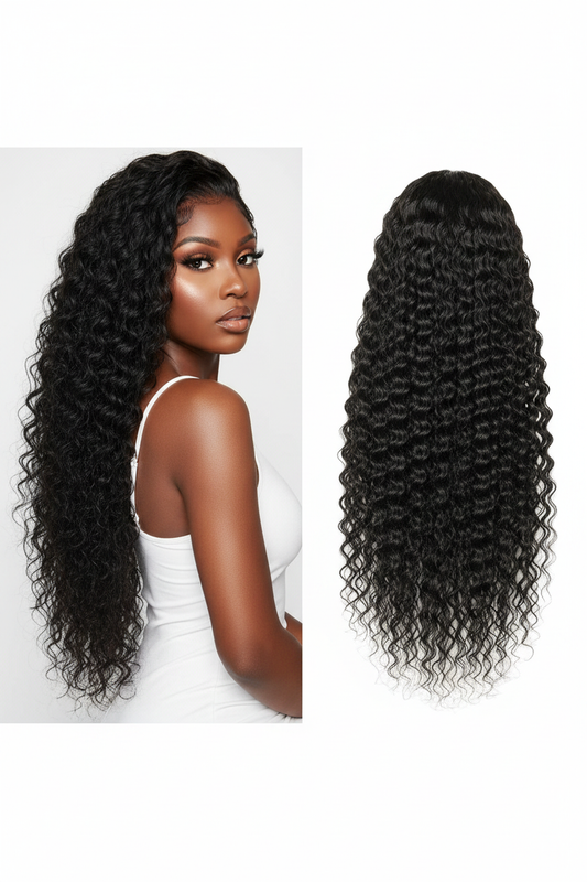 13X4 Deep Wave Budget Wig Model Collage