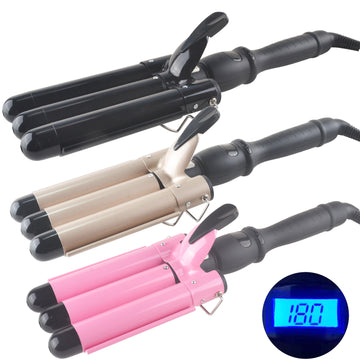 3 Barrel Hair Curling Iron LCD Display