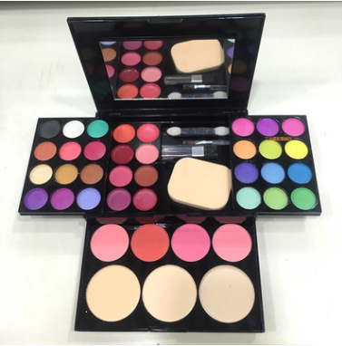 ADS 3-Layer Complete Makeup Kit | 24 Eyeshadows, 8 Lipsticks, Blush & Tools