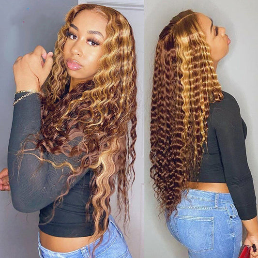 Piano Curly Deep Wave Highlights Lace Wig