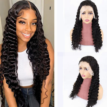 Perruque Lace Front Wig Cheveux Humains Vague Profonde