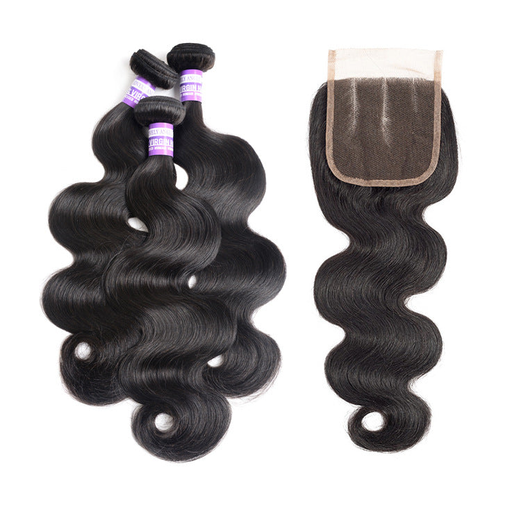 3 Bundles Body Wave Brazilian Human Hair With 4X4 Closure