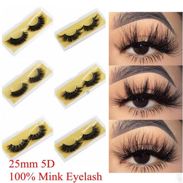 100% Mink Eyelashes 25mm Wispy Fluffy Lashes