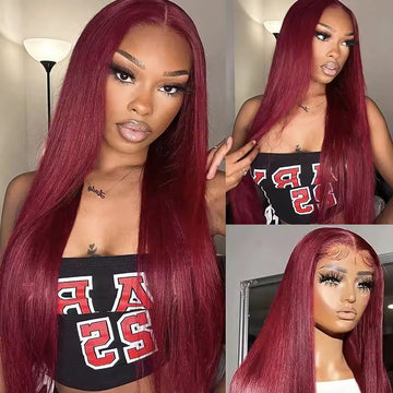 Burgundy Body Wave Lace Front Wig — HD Lace, 13x4, 150% Density