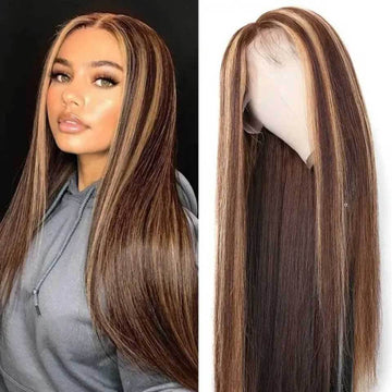 Ombre Highlight 4/27 Color Straight Human Hair Wig