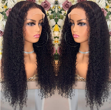 13X4 Brazilian Kinky Curly Lace Front Human Hair Wig