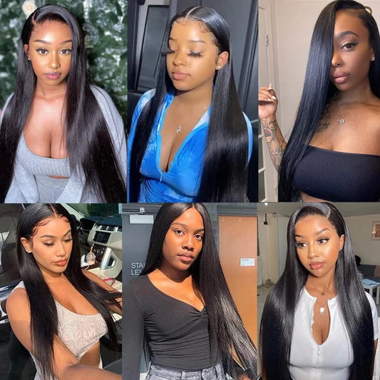 Straight Natural Black Human Hair HD Silk Lace Frontal Wig