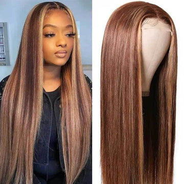 Ombre Highlight 4/27 Color Straight Human Hair Wig