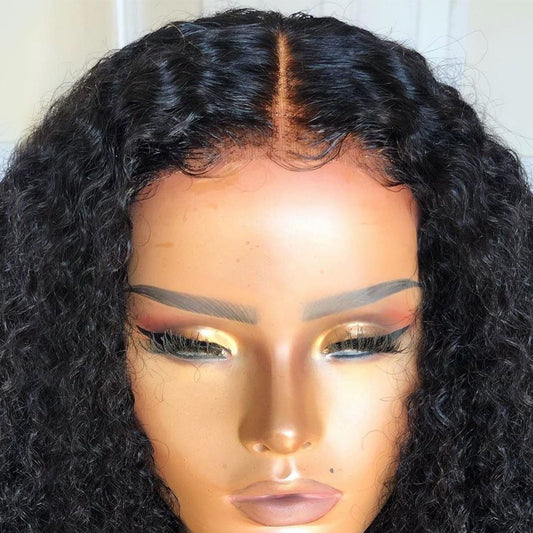 Density 180 Kinky Curly Wig Lace Front Human Hair Fluffy