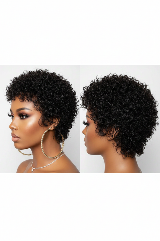 Curly Pixie Cut Model Collage