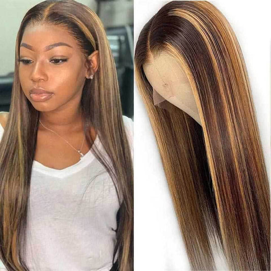 Ombre Highlight 4/27 Color Straight Human Hair Wig