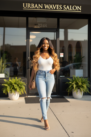 Ombre Body Wave - Model Leaving Salon